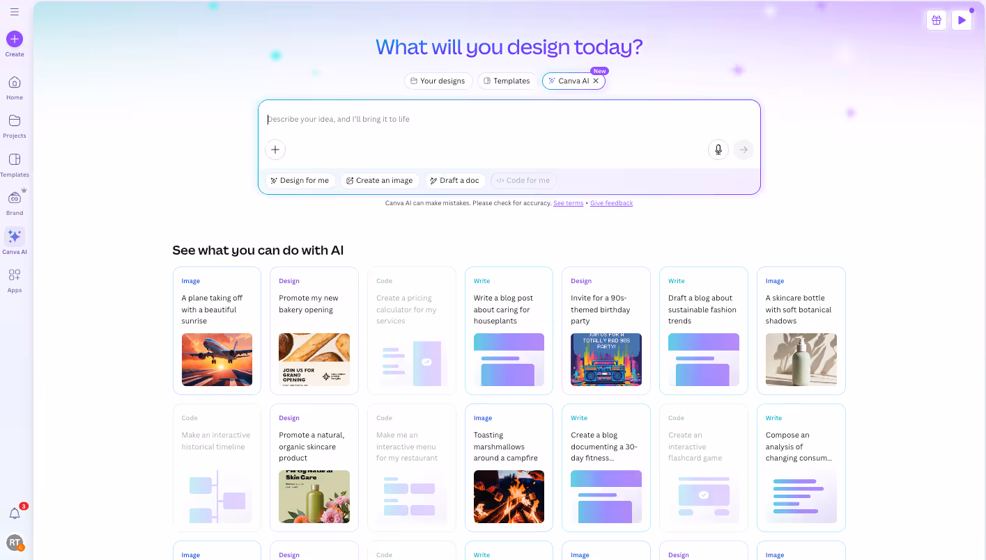 Canva AI screenshot