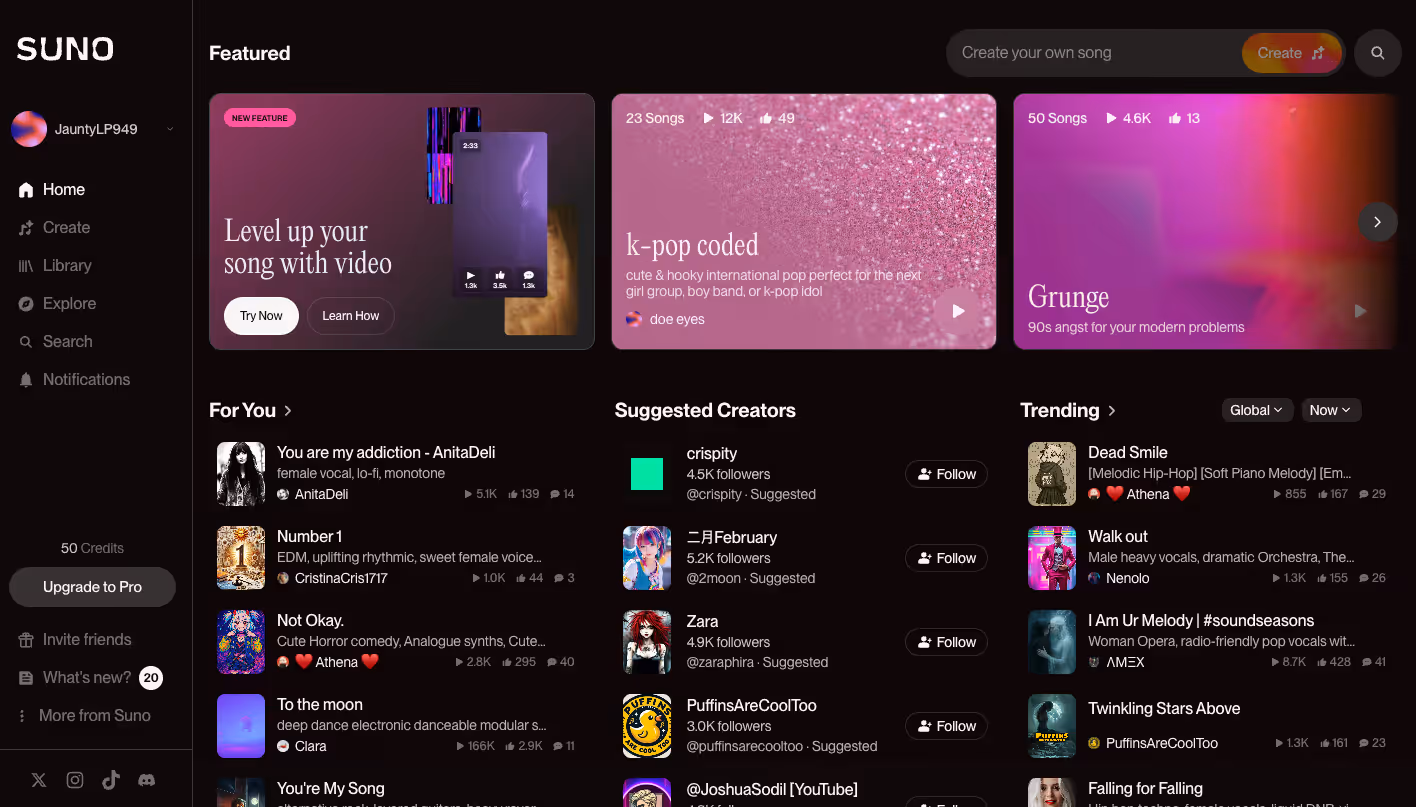 Suno AI screenshot