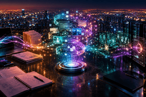 A cinematic AI assistant core connects everyday tasks, safety systems, memory controls, and digital infrastructure to symbolise more reliable personal AI.