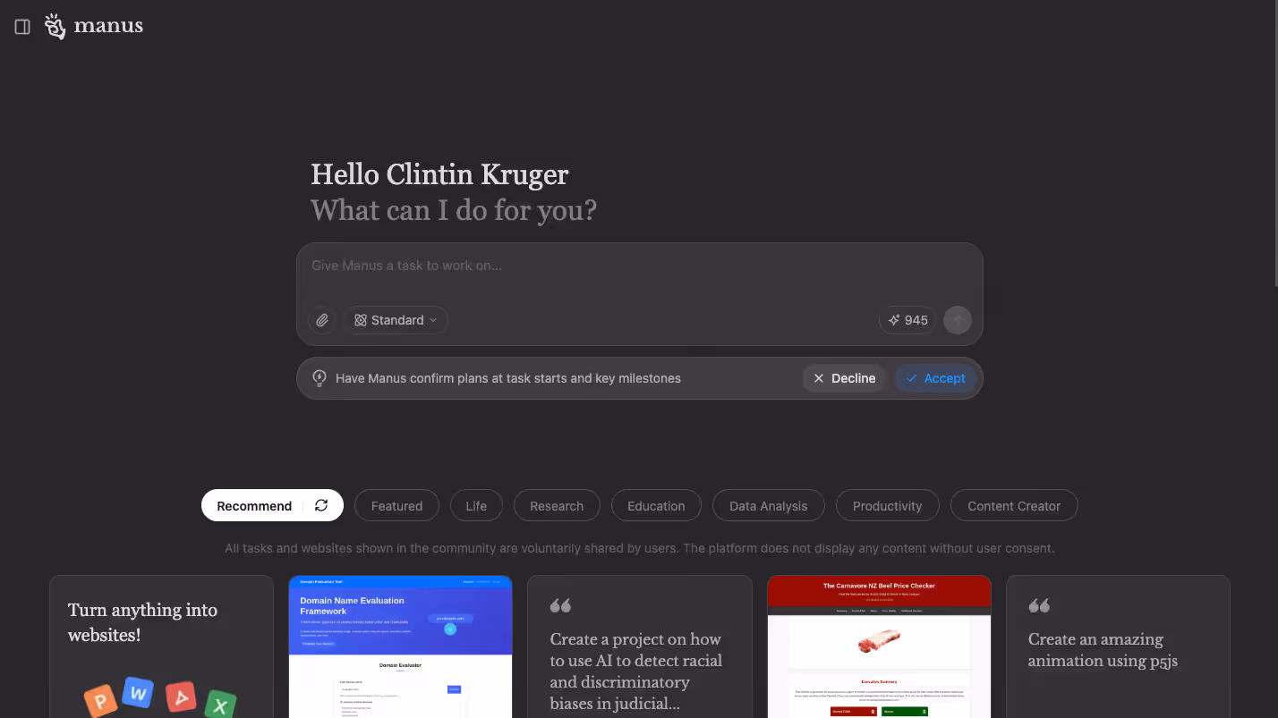 Manus screenshot